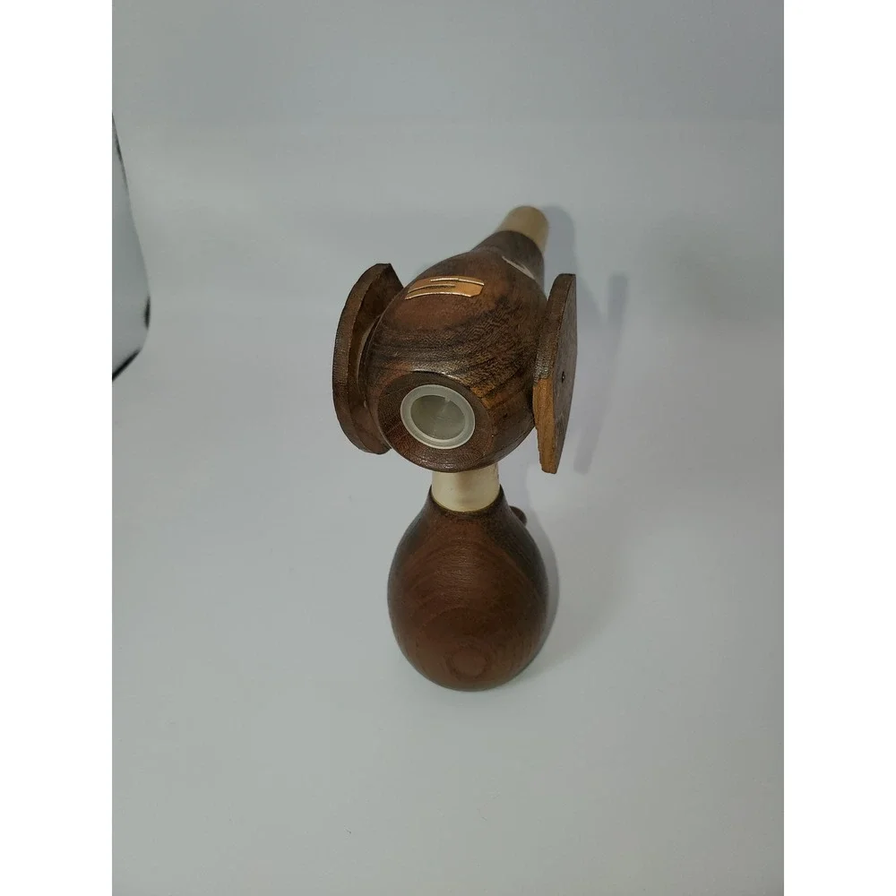 Vintage Mid Century Modern Wood Dachshund Salt and Pepper Shaker Set Brown Gold